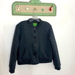 Groovy monkey sartorial savant cotton zig zag zip bomber jacket large charcoal